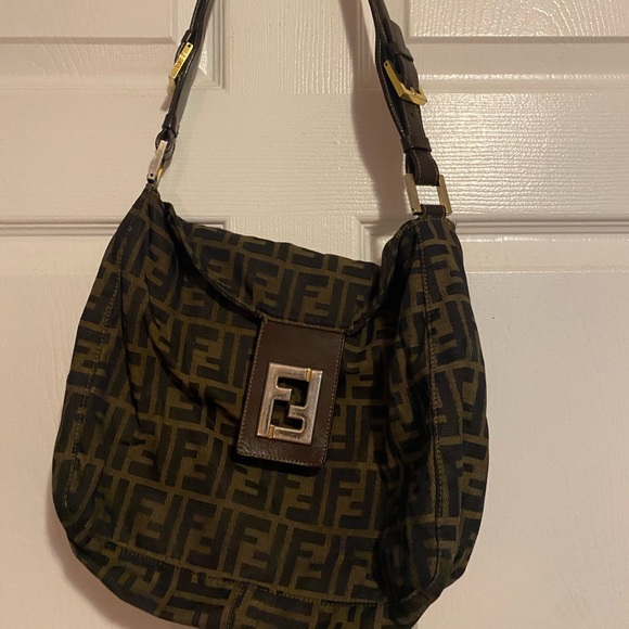 Fendi Handbags - Vintage Fendi Black and Brown Monogram Shoulder Bag